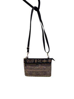 Danny K Beverly Hills USA Women’s Gold, Brown & Black Tapestry Crossbody Bag